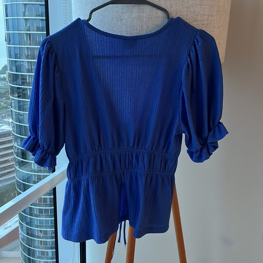 Chicwish Blue Puff Sleeve Top